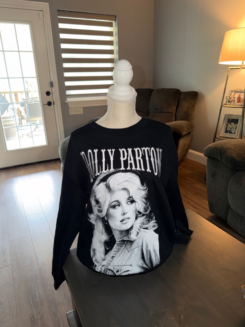 Black Dolly Parton Graphic Sweatshirt - Women's Long Sleeve